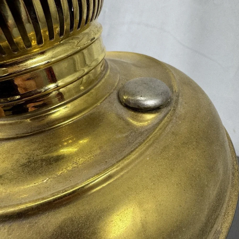 Vintage Gold Tone Kerosene Hurricane Lamp Converted To Electric